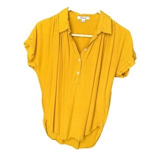Madewell Camp Shirt size S mustard yellow short sleeve